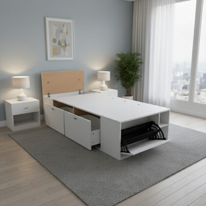 Cama BOX 1 plaza Con Cajones Botineros y Baulera | 080x190